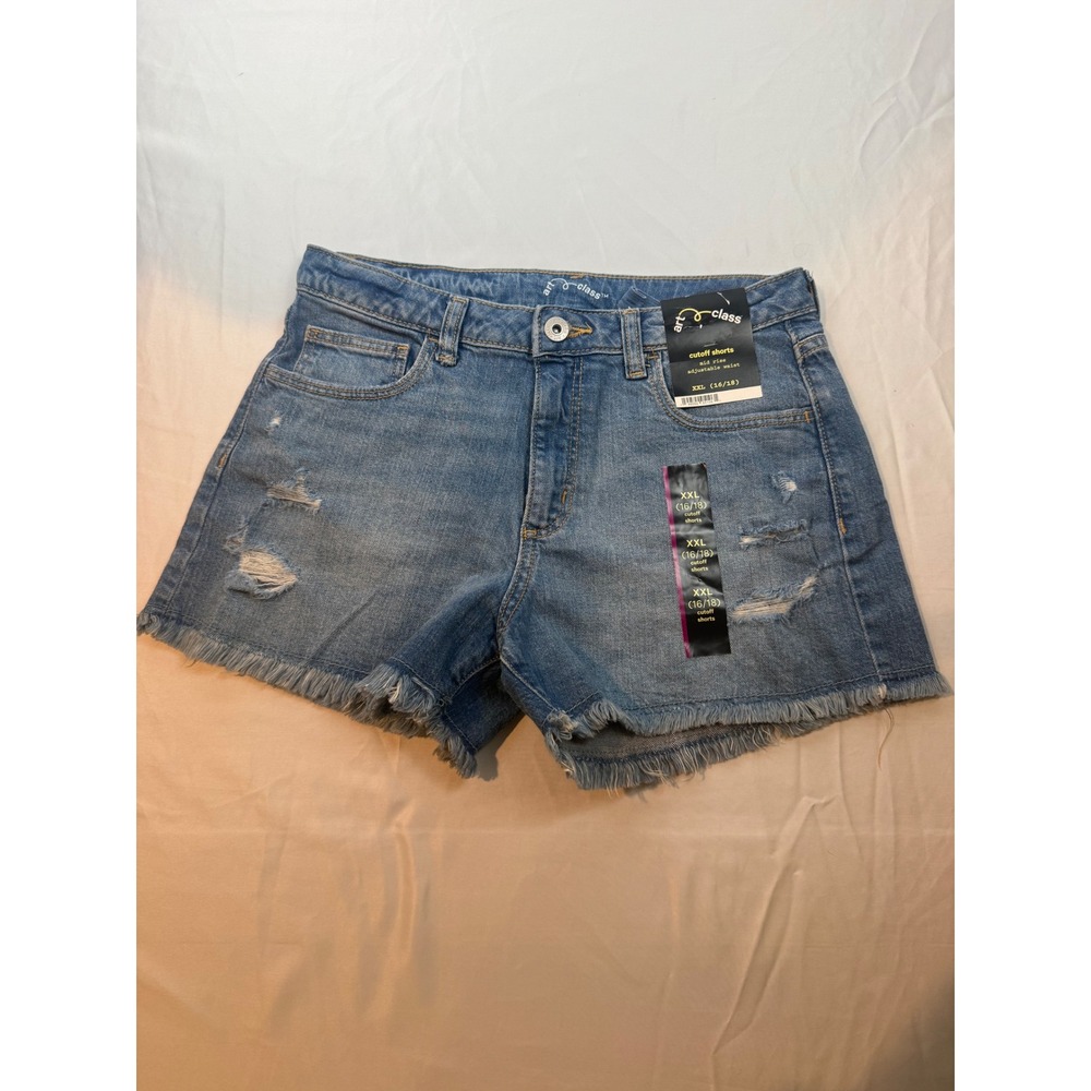 Art Class Girls XXL 16/18 Cutoff Denim Shorts Mid Rise Adjustable Waist NWT